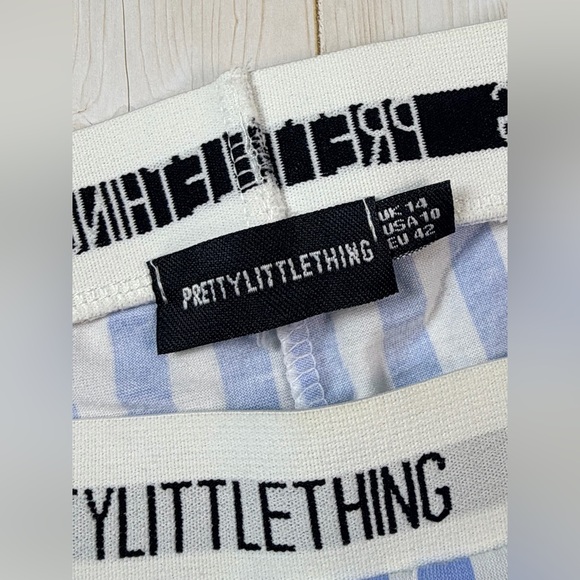 Pretty Little Thing Striped Pajama Shorts in Blue and White Size 10 - Picture 7 of 11